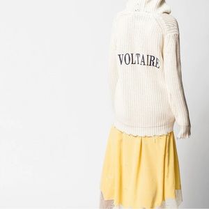 Zadig & Voltaire Embroidered Logo Wool Zip Knit Sweater